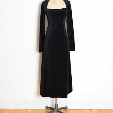 vintage 90s dress DKNY black velvet knit cutout choker goth long maxi M clothing 