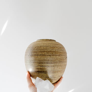 Mid Century West German Studio Pottery Basket Vase // Organic Modernist Art 