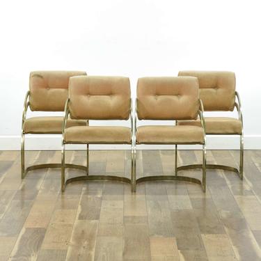 Set Of 4 Cal-Style Milo Baughman Design Brass Chairs
