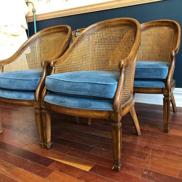Set of 4 Caned, Barrel Back Dining or Accent Chairs 