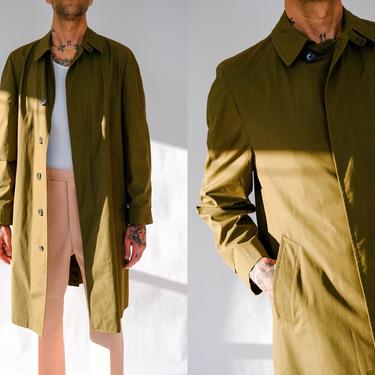 Vintage 60s London Fog Olive Green Mod Rain Chore Jacket | Made in USA | Cotton/Dacron Poly Blend | 1960s Designer Tailored Mens Overcoat 