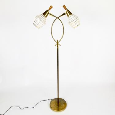 Brass Floor Lamp With Glass Shades