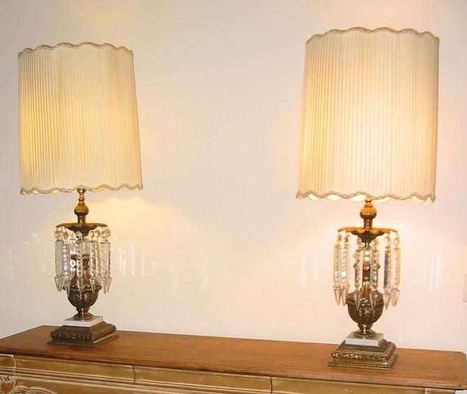 Rare Pair Of Two Victorian Style Gold, Victorian Crystal Table Lamps
