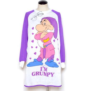 Vintage 80's GRUMPY Pajama Dress Sz L 