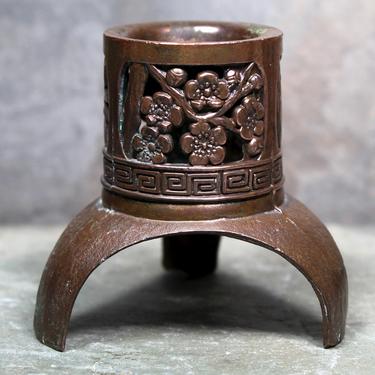 Japanese Candlestick - Brass Candle Holder with Cherry Blossom and Bamboo Motifs - Brass or Copper | FREE SHIPPING 