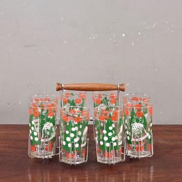 Set of 8 Holiday Glasses with Caddy