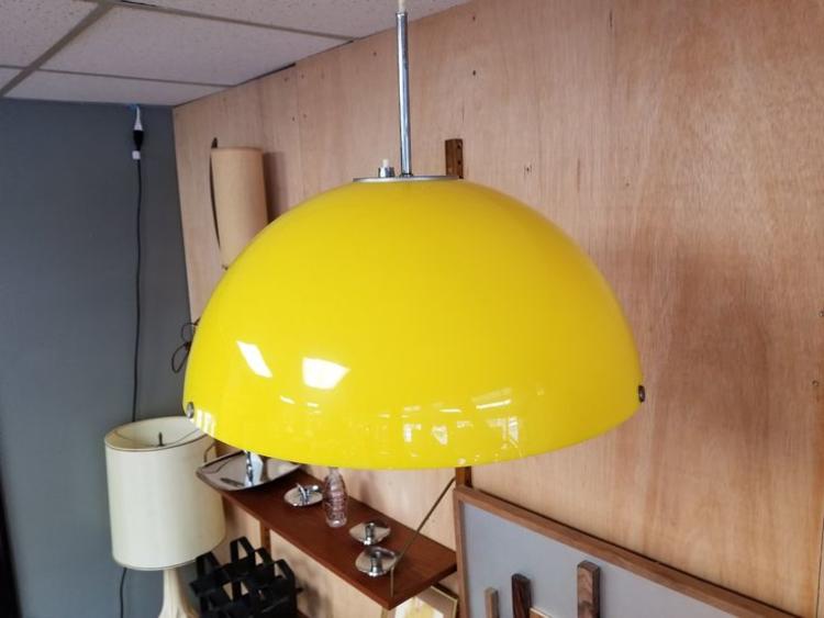 Mid-Century Modern yellow mushroom light fixture