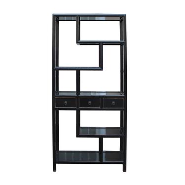Black Lacquer Two Sided Display Curio Cabinet Room Divider cs5413S