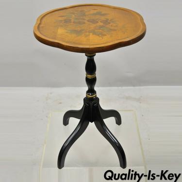 Vintage L. Hitchcock Stencil Black Maple Small Accent Side Table