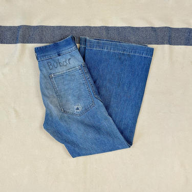 Size 27x28 Vintage 1950s Private Purchase Seafarer Denim Sailor Bell Bottom Jeans 