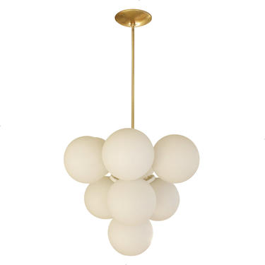 Sculptural Chandelier in Brass with White Glass Globes 1960s