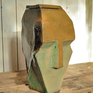 Studio Pottery Head Sculpture Art Deco Face Bust - Brutalist Ceramics - Vintage Sculpture - Modern Art 