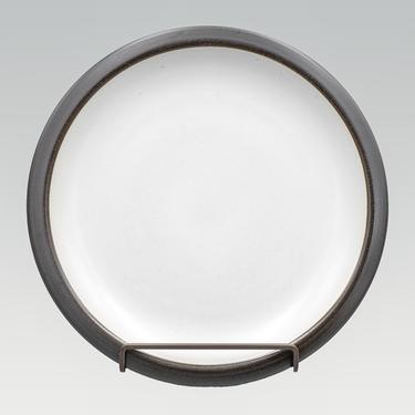 Heath Ceramics White and Brown Rim Line Dinner Plate | Vintage California Pottery | Mid Century Modern Dinnerware 