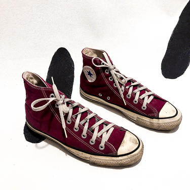 80s / 90s / Made in USA Converse Chuck Taylor All Star Hi Top / 19613 / Maroon / Skate / Punk / Wine / Oxblood / Mens Size 9 / Sneakers / by badatpettingcats