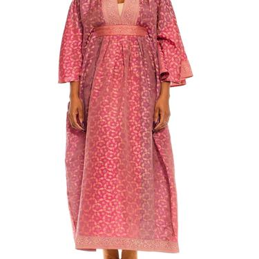 Morphew Collection Lilac  Peach Silk Checkered Kaftan Made From Vintage Saris 