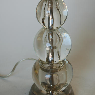 Pair Of stacked Graduating Crystal  Ball Table Lamps With Chrome Base 
