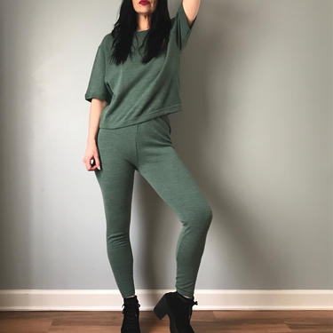 Vintage 90s Green Wool Jogger Suit 