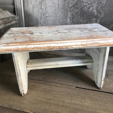 Rustic French Wood Bench Stool, Painted Wood, Charming Hardwood Bench, French Country Farmhouse Decor 