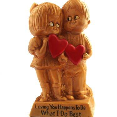 Vintage 1970s figurine Russ and Wallace Berrie Loving you Plastic statue 
