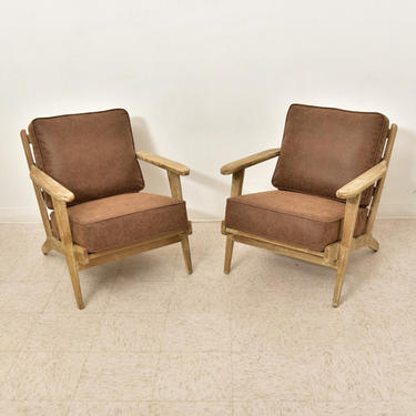 Solid “Scandavia” Oak Vegan Leather Lounge Chair 