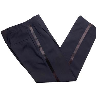 Vintage 1940s/1950s Wool Tuxedo Pants ~ 28 x 31.5 ~ Tux / Suit ~ High Waist Trousers ~ 40s 50s 