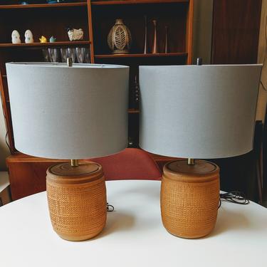 Mid-century Modern Earthenware Pottery Lamps - A Pair 
