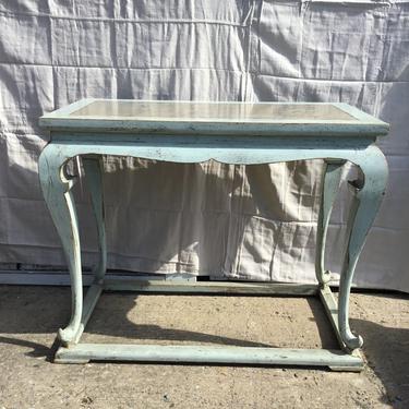 French Blue Console Table w/Marble Insert
