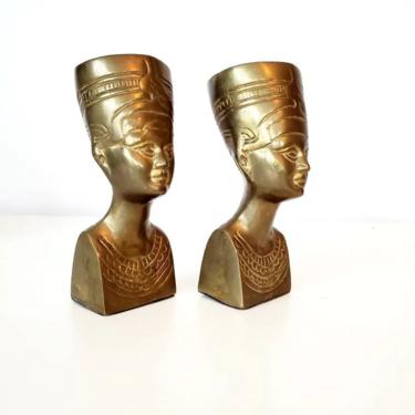Vintage Brass Queen Nefertiti Bust 