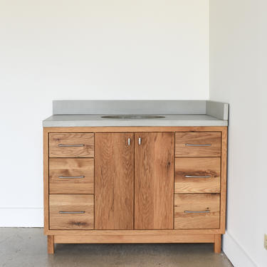 Solid Wood Bathroom Vanity / 48&amp;quot; Mid Century Modern Vanity made from Reclaimed Barn Wood / Single Sink Console 