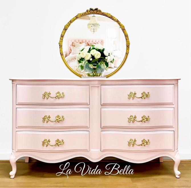 Stunning French Dresser Set In Pale, Vintage French Country Dresser
