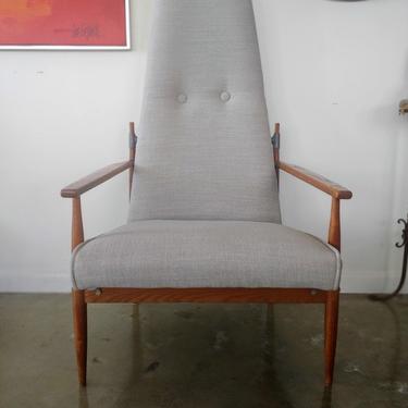 Vintage Modern Peter Hvidt High Back Lounge Accent Chair 