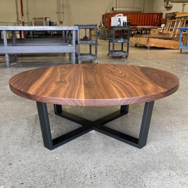 CUSTOM QUOTE - Solid Walnut Round Coffee Table, Steel X Legs, Modern Furniture, Made to Order (Do NOT buy this!) 