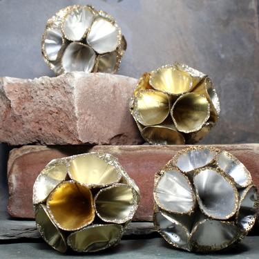 Set of 4 Honeycomb Vintage Paper Ornaments in Gold and Silver - Gorgeous Vintage Holiday Decor | FREE SHIPPING 