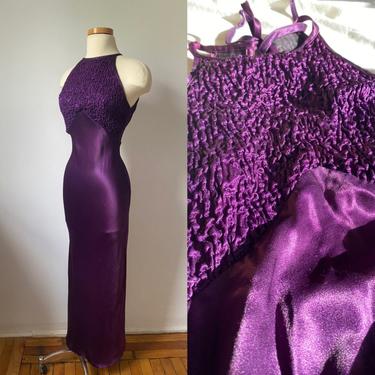 90s Plum Dress with Textured Top 