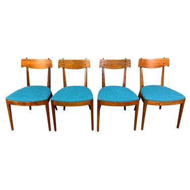 Vintage Mid Century Walnut Dining Chairs by Kipp Stewart for Drexel. Set of Four. 