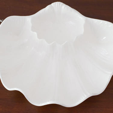Vintage Ceramic White Chip and Dip Dish 