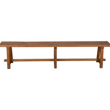 19th Century Country French Farmhouse or Harvest Oak Trestle Bench 