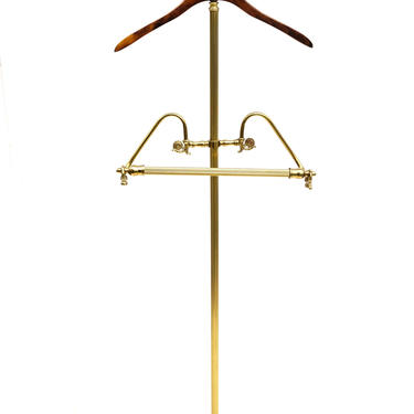 Vintage Brass Valet Stand | Free Standing Gentlemen's Butler | Clothing Display | Garment Display  | 