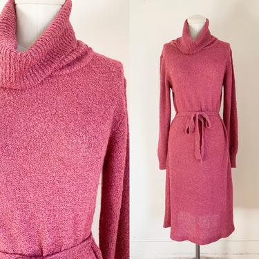 Vintage 1970s Maroon Sweater Dress / S-M 
