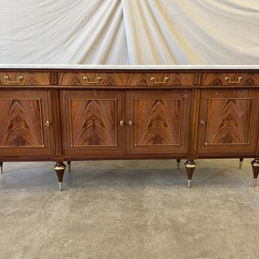 French Louis XVI Style Marble Top Credenza Sideboard Buffet - Early 20th C