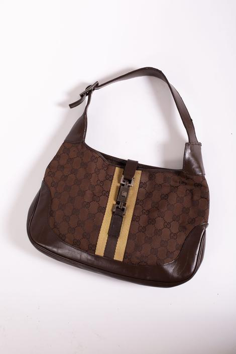 Gucci Vintage Jackie Backpack GG Canvas Medium Brown Light brown Leather  ref.764262 - Joli Closet