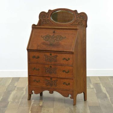 Antique French Provincial Secretary Desk  W Mirror