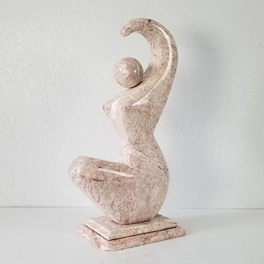 Vintage Abstract Carved  Marble Female Sculpture . by MIAMIVINTAGEDECOR