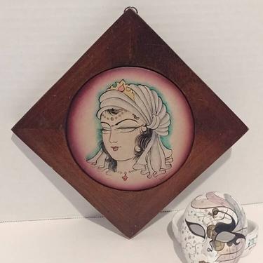 Vintage Italian Ceramic Handpainted Mask Trinket Box and Gypsy Portait 6x6 