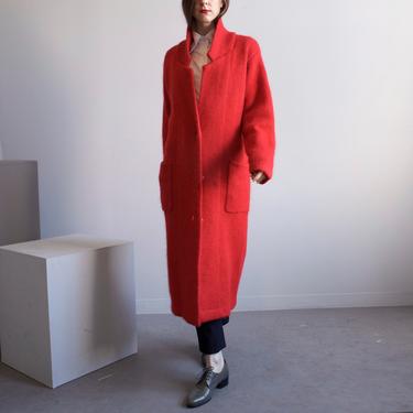 red knit minimalist wool mohair duster jacket / XS / S 