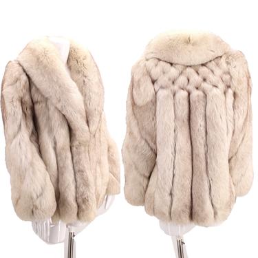 70s FOX FUR disco queen coat  / vintage 1970s crystal arctic fox soft fur pelts jacket coat 80s  sz M - L 