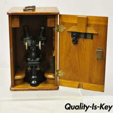Antique Bausch-Lomb Arthur G. Thomas Microscope in Case with Extras