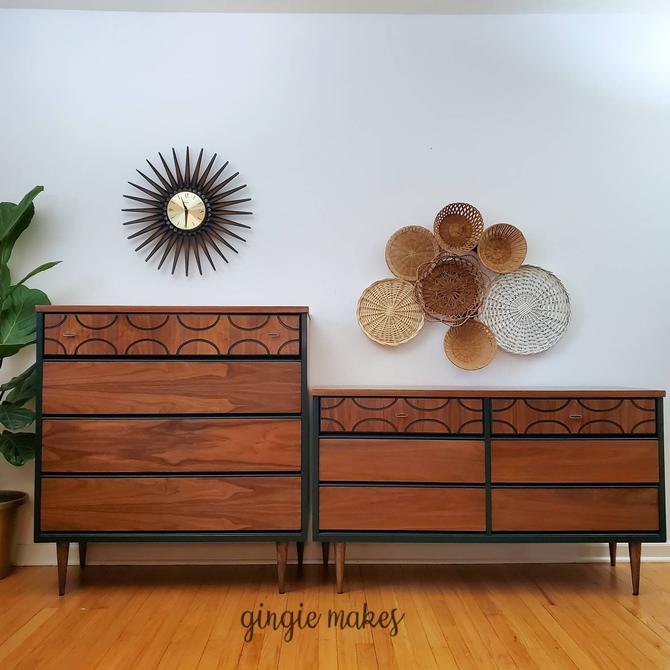 Bassett Mid-century Modern Dresser Set 