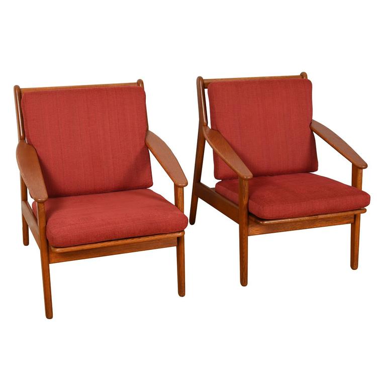 Pair Danish Modern Teak Easy Chairs