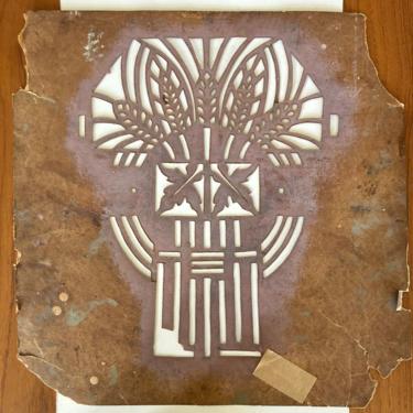 antique handcut stencil - art deco craftsman wheat pattern restoration decor 